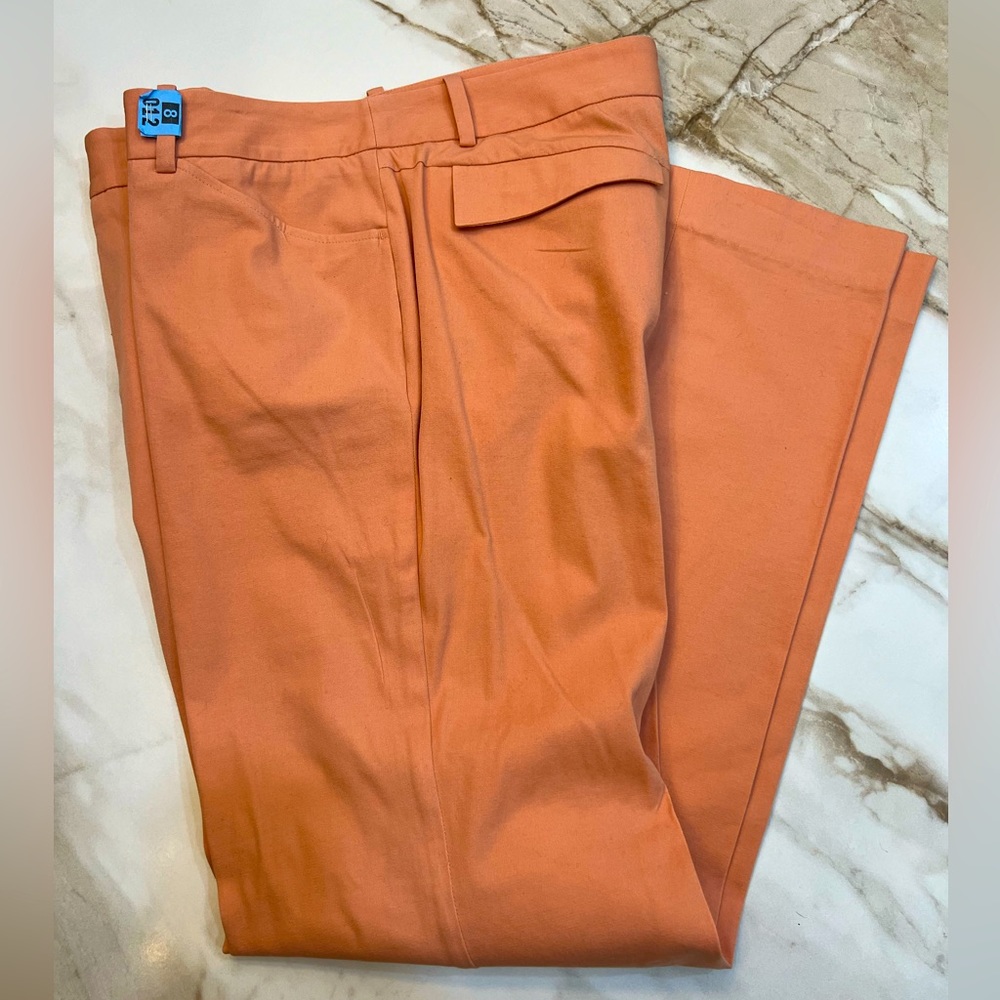 BCBGMAXAZRIA Fashionable Flare Wide Leg Creased Pants - Coral Size Medium